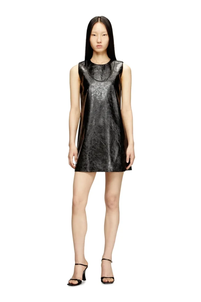 d-ares Coated mini dress with embossed Oval D d-ares Coated mini dress with embossed Oval D