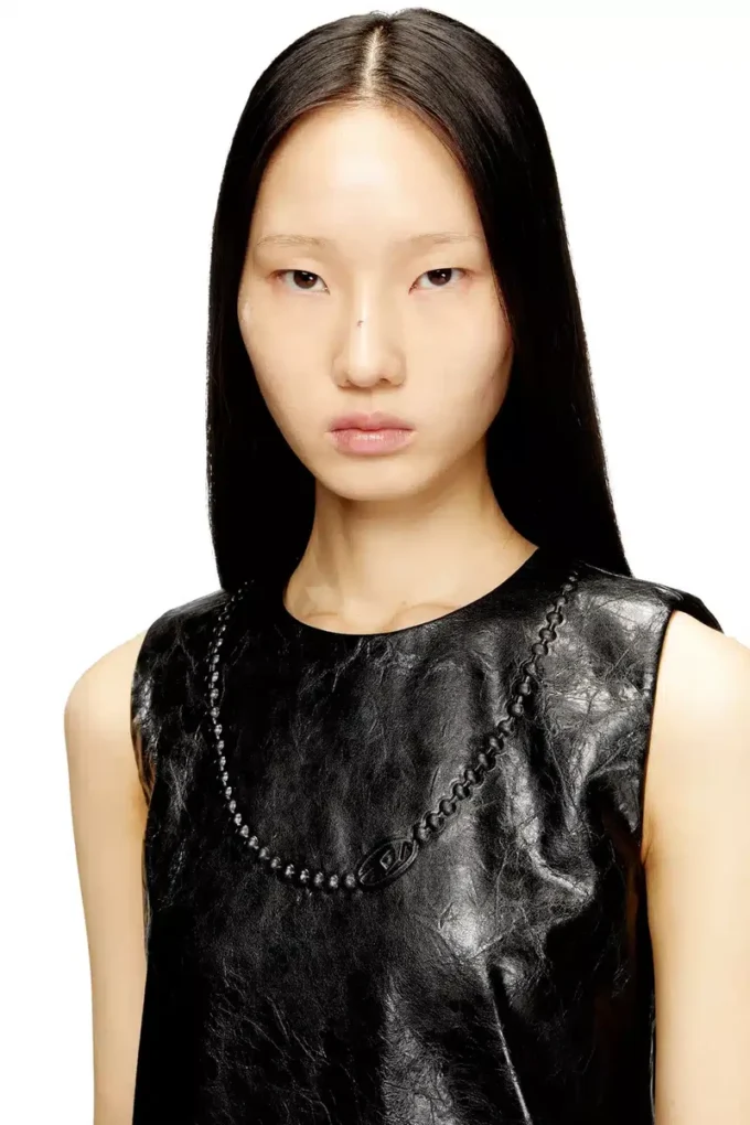 d-ares Coated mini dress with embossed Oval D d-ares Coated mini dress with embossed Oval D