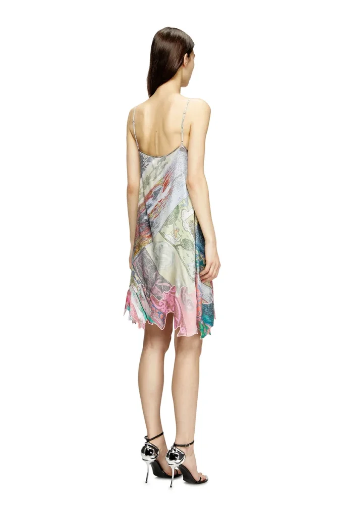 d-aria Viscose slip dress with Heraldic print
