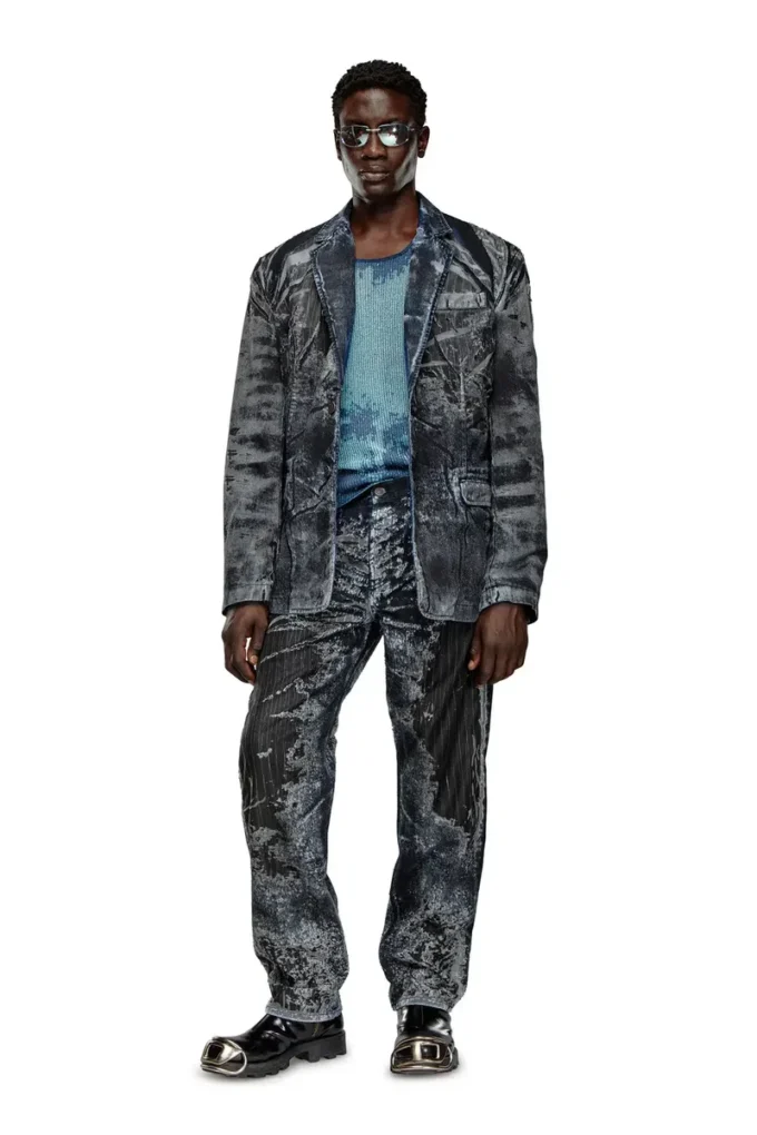 d-bla-dev-fse Blazer in pinstriped devoré denim d-bla-dev-fse Blazer in pinstriped devoré denim