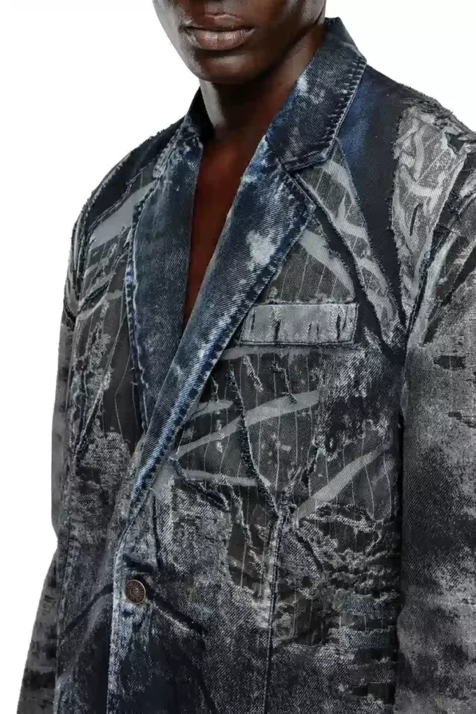 d-bla-dev-fse Blazer in pinstriped devoré denim d-bla-dev-fse Blazer in pinstriped devoré denim