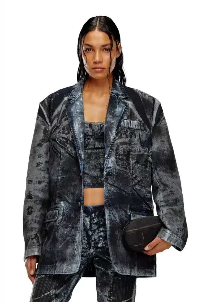 d-bla-dev-fse Blazer in pinstriped devoré denim d-bla-dev-fse Blazer in pinstriped devoré denim