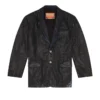 d-bla-fse Denim blazer with craquelé coating