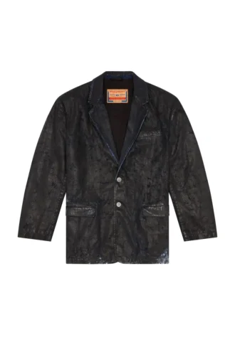 d-bla-fse Denim blazer with craquelé coating