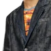 d-bla-fse Denim blazer with craquelé coating