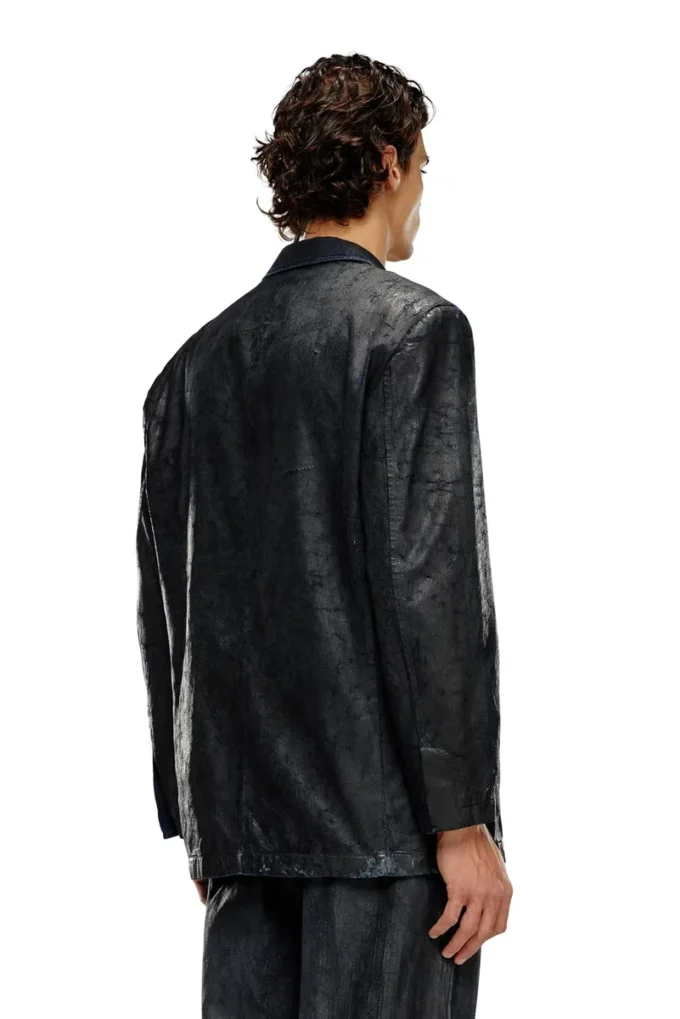 d-bla-fse Denim blazer with craquelé coating