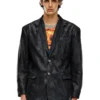 d-bla-fse Denim blazer with craquelé coating
