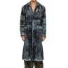 d-bla-long-dev-fse Coat in pinstriped devoré denim