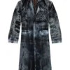 d-bla-long-dev-fse Coat in pinstriped devoré denim