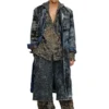 d-bla-long-dev-fse Coat in pinstriped devoré denim