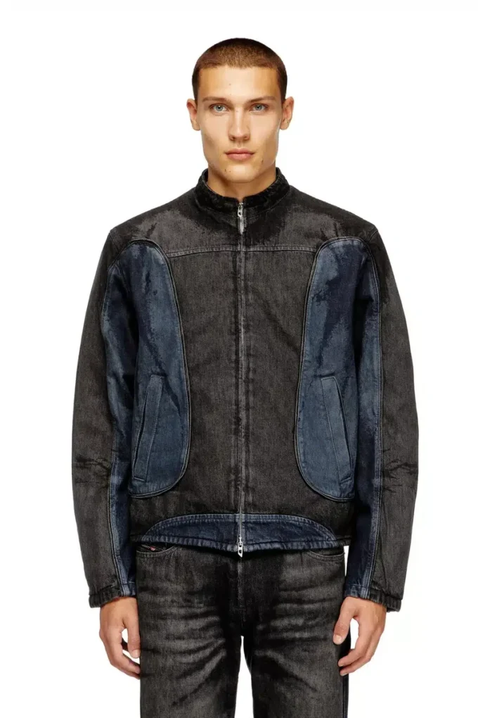d-blenk-s Biker-style jacket in bicolour denim d-blenk-s Biker-style jacket in bicolour denim