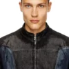 d-blenk-s Biker-style jacket in bicolour denim d-blenk-s Biker-style jacket in bicolour denim