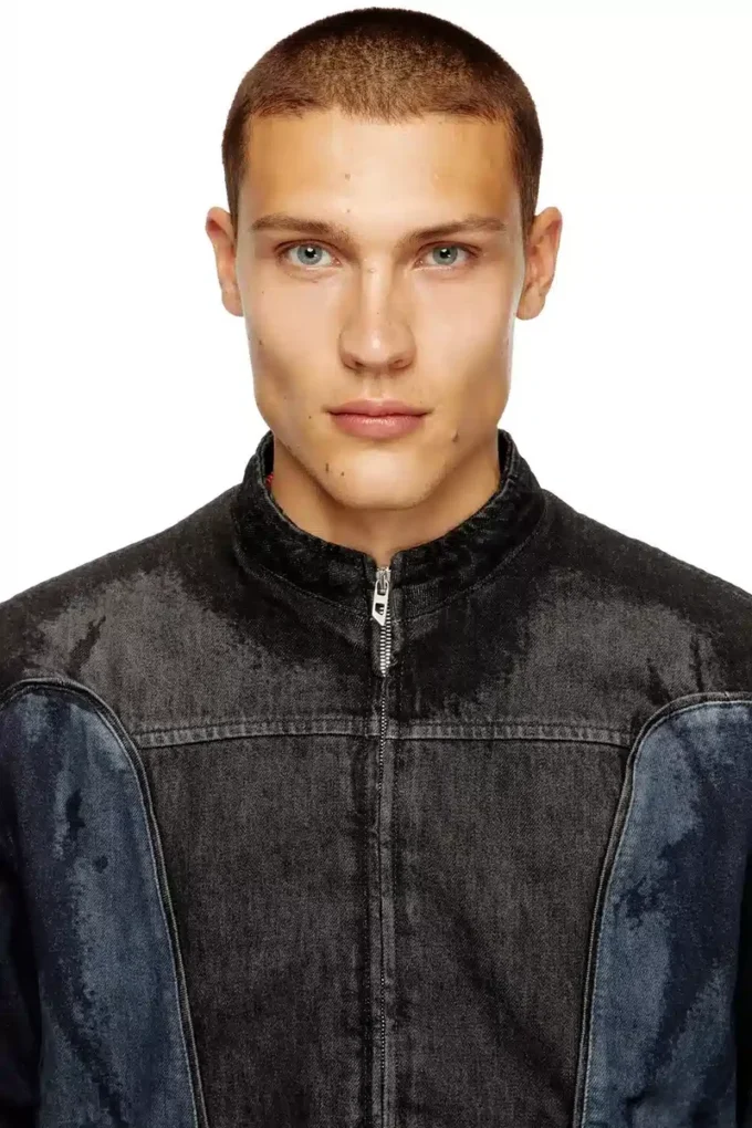 d-blenk-s Biker-style jacket in bicolour denim d-blenk-s Biker-style jacket in bicolour denim