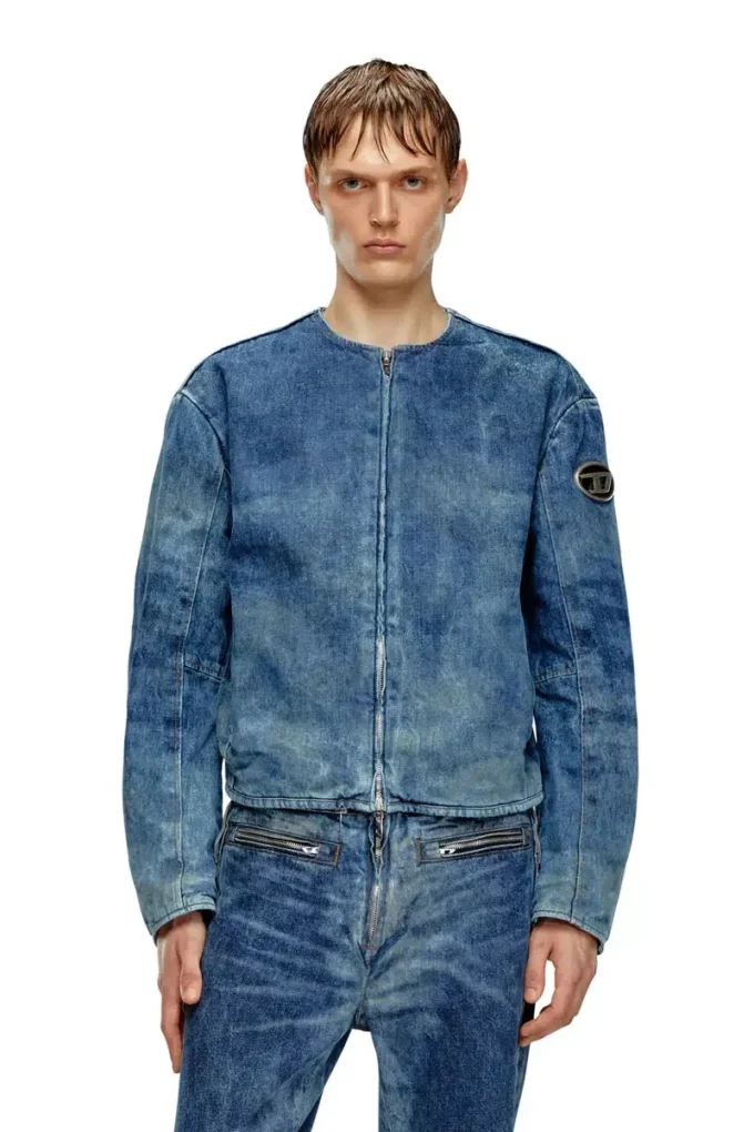 d-calur-fse Denim jacket with biker zip details d-calur-fse Denim jacket with biker zip details