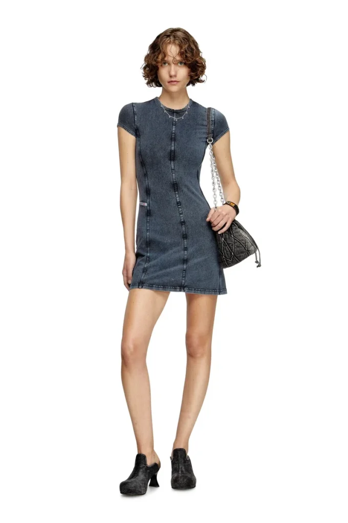 d-cupsleeves Mini dress in denim-look jersey d-cupsleeves Mini dress in denim-look jersey