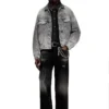 d-denver-s Denim trucker jacket with tonal leather trims d-denver-s Denim trucker jacket with tonal leather trims