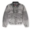 d-denver-s Denim trucker jacket with tonal leather trims d-denver-s Denim trucker jacket with tonal leather trims