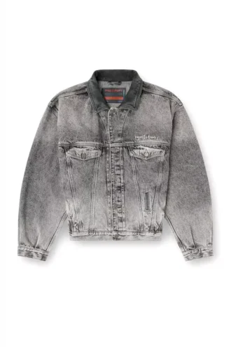 d-denver-s Denim trucker jacket with tonal leather trims