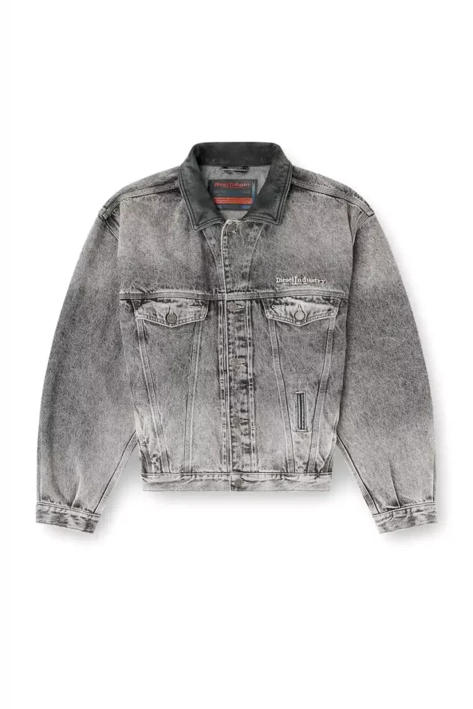 d-denver-s Denim trucker jacket with tonal leather trims d-denver-s Denim trucker jacket with tonal leather trims