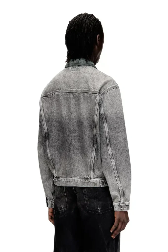 d-denver-s Denim trucker jacket with tonal leather trims d-denver-s Denim trucker jacket with tonal leather trims