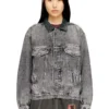 d-denver-s Denim trucker jacket with tonal leather trims d-denver-s Denim trucker jacket with tonal leather trims