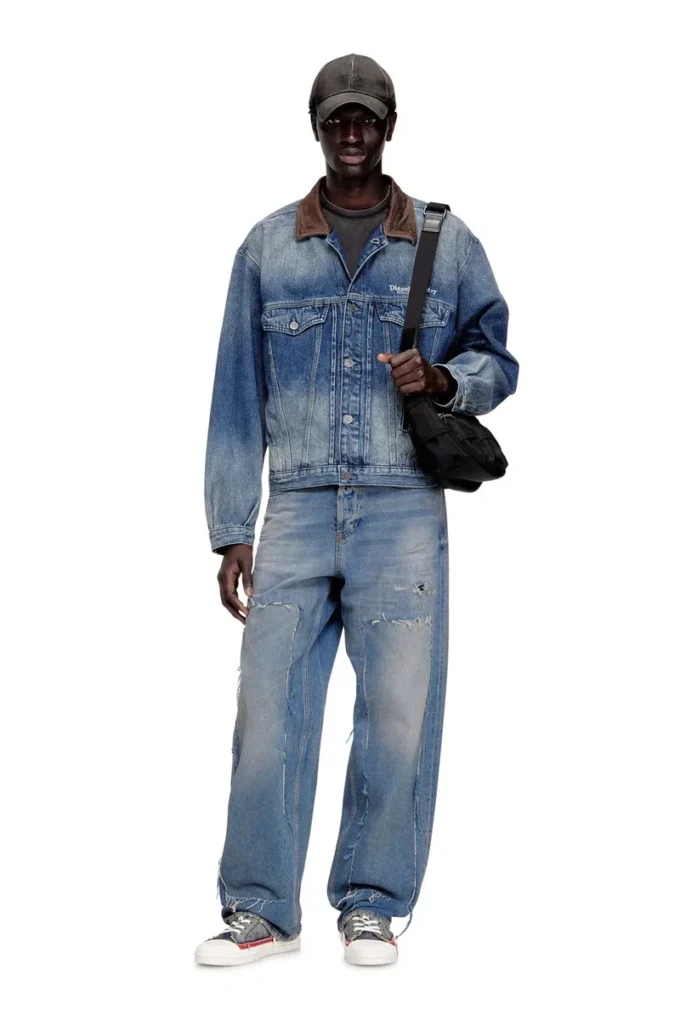 d-denver-s1 Denim trucker jacket with contrast leather trims d-denver-s1 Denim trucker jacket with contrast leather trims
