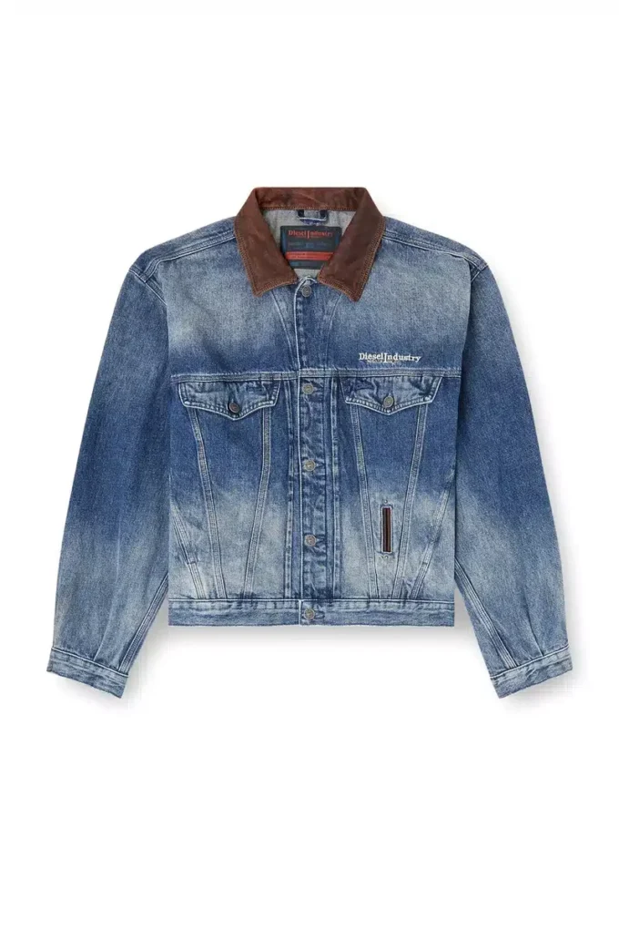 d-denver-s1 Denim trucker jacket with contrast leather trims d-denver-s1 Denim trucker jacket with contrast leather trims