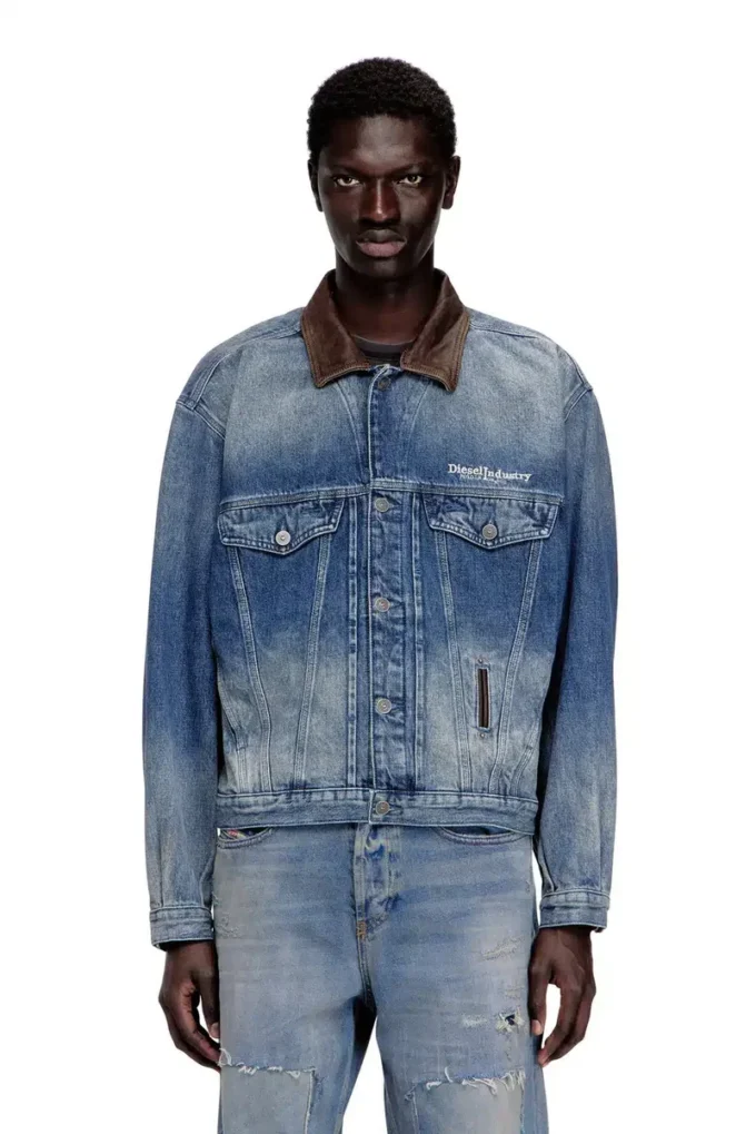 d-denver-s1 Denim trucker jacket with contrast leather trims d-denver-s1 Denim trucker jacket with contrast leather trims