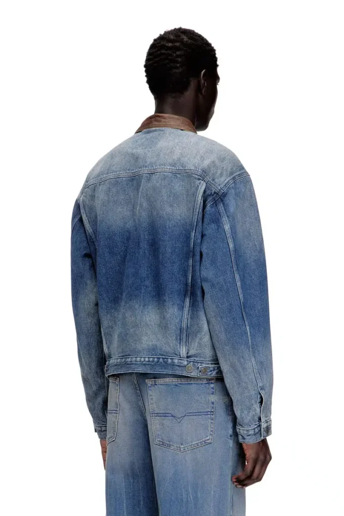 d-denver-s1 Denim trucker jacket with contrast leather trims d-denver-s1 Denim trucker jacket with contrast leather trims