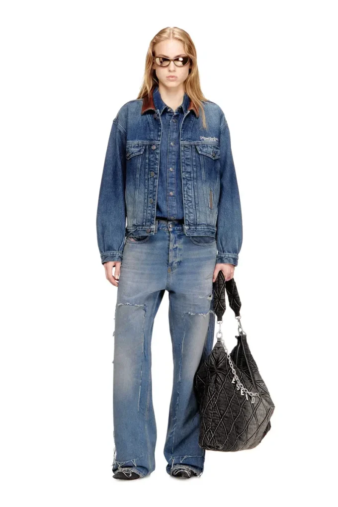 d-denver-s1 Denim trucker jacket with contrast leather trims d-denver-s1 Denim trucker jacket with contrast leather trims