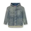 d-dewny-hood-s2 Overshirt in marbled coated denim