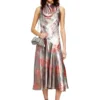 d-ebra Metallic midi dress with rose print d-ebra Metallic midi dress with rose print