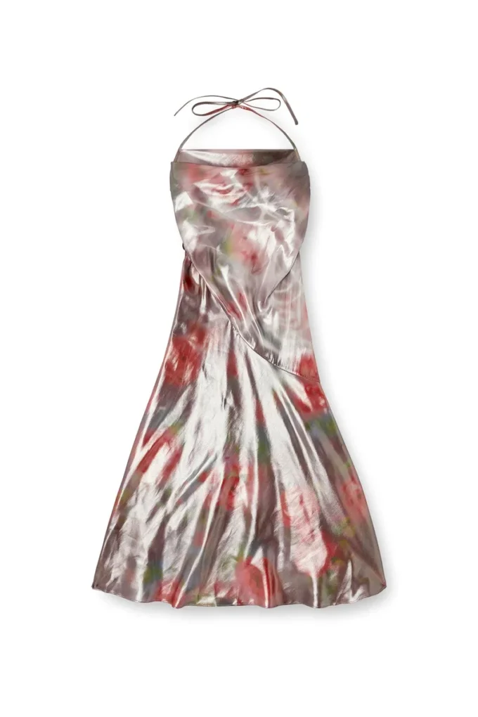 d-ebra Metallic midi dress with rose print d-ebra Metallic midi dress with rose print