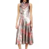 d-ebra Metallic midi dress with rose print d-ebra Metallic midi dress with rose print