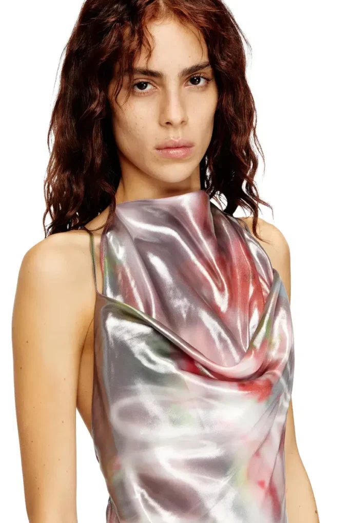 d-ebra Metallic midi dress with rose print d-ebra Metallic midi dress with rose print