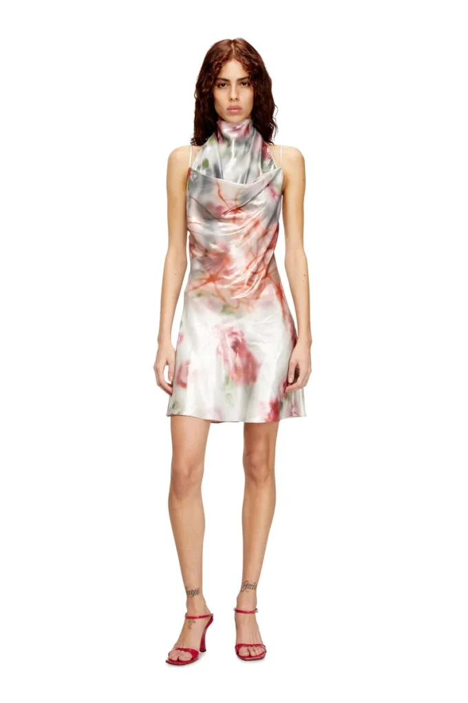 d-ebra-short Metallic short dress with blurred rose print d-ebra-short Metallic short dress with blurred rose print
