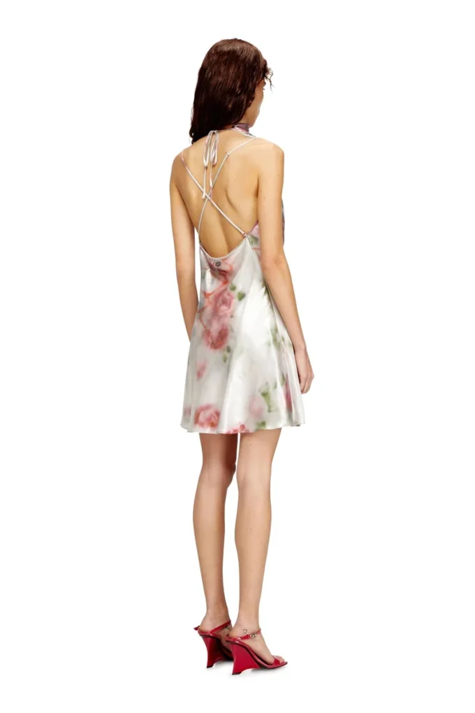 d-ebra-short Metallic short dress with blurred rose print d-ebra-short Metallic short dress with blurred rose print