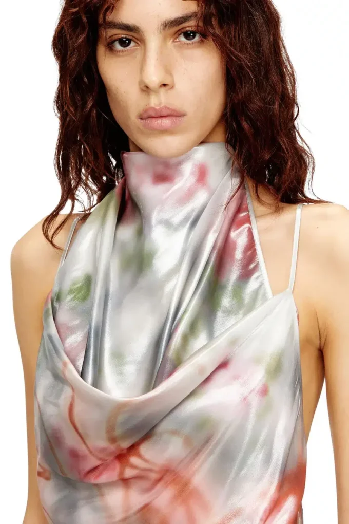 d-ebra-short Metallic short dress with blurred rose print d-ebra-short Metallic short dress with blurred rose print