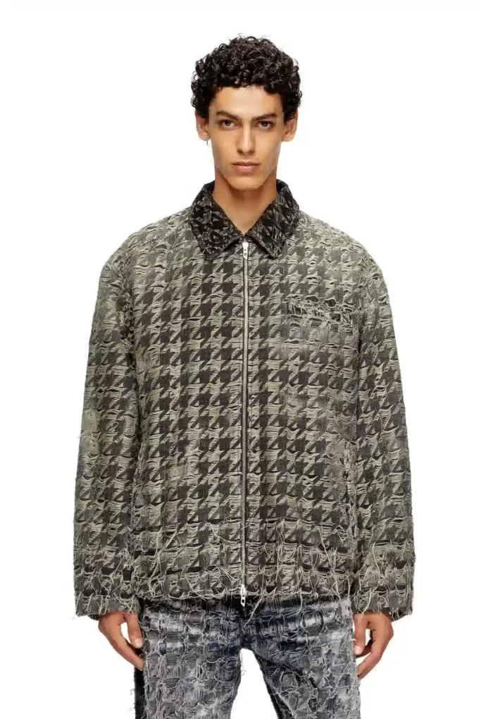 d-elmo-fsh Jacket in houndstooth-weave denim d-elmo-fsh Jacket in houndstooth-weave denim