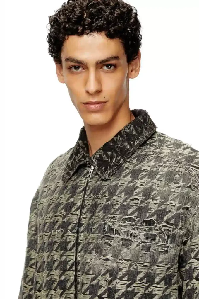 d-elmo-fsh Jacket in houndstooth-weave denim d-elmo-fsh Jacket in houndstooth-weave denim