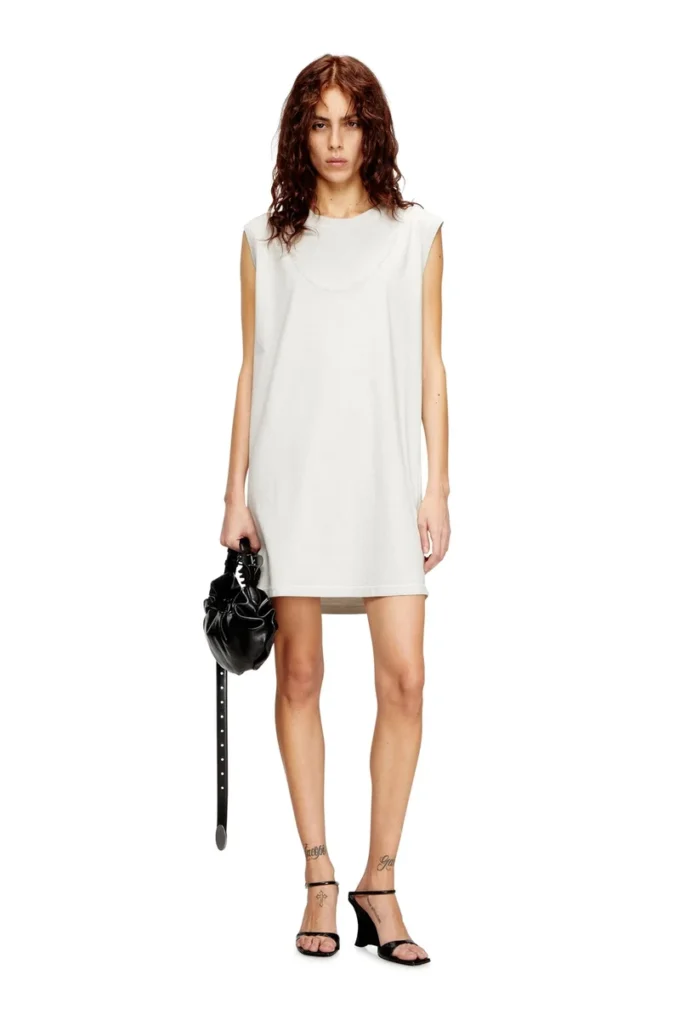d-emb Short cotton dress with embossed chain d-emb Short cotton dress with embossed chain
