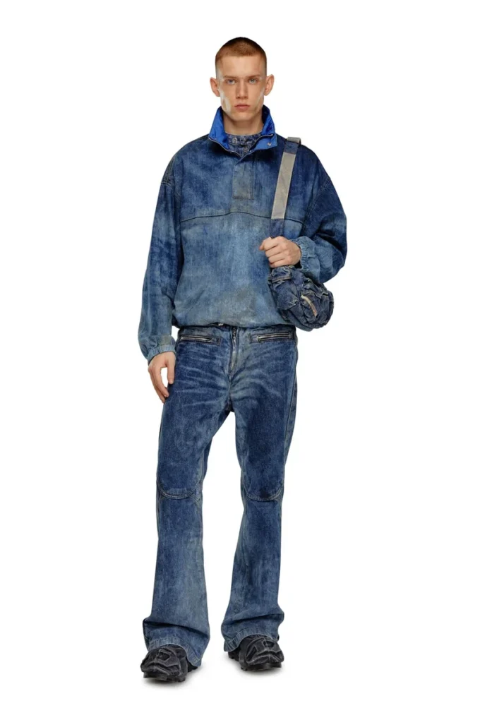 d-flow-fse Pullover jacket in dirt-effect denim d-flow-fse Pullover jacket in dirt-effect denim