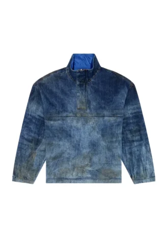 d-flow-fse Pullover jacket in dirt-effect denim