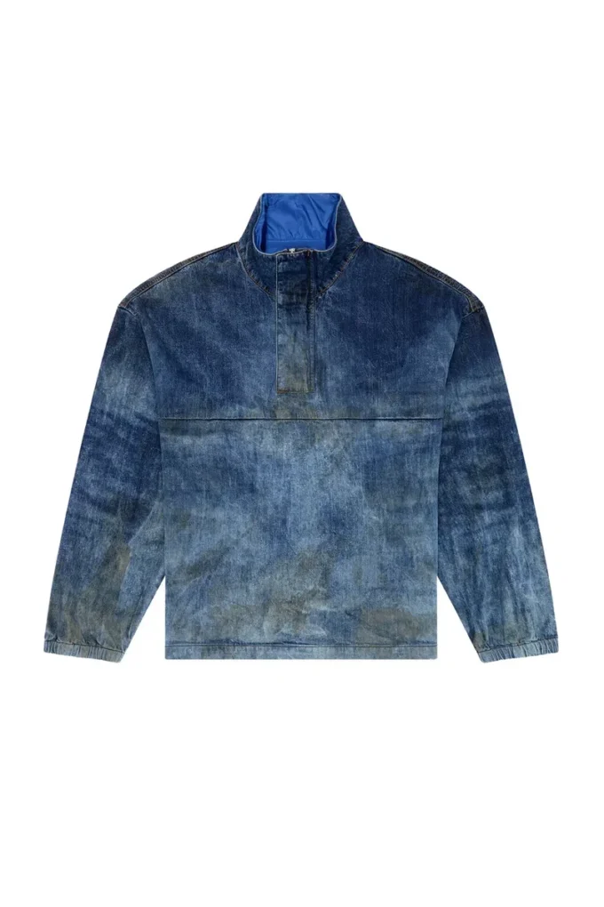 d-flow-fse Pullover jacket in dirt-effect denim d-flow-fse Pullover jacket in dirt-effect denim