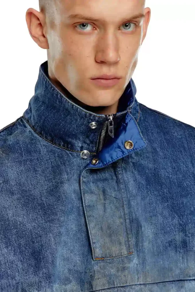 d-flow-fse Pullover jacket in dirt-effect denim d-flow-fse Pullover jacket in dirt-effect denim