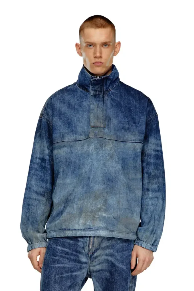 d-flow-fse Pullover jacket in dirt-effect denim d-flow-fse Pullover jacket in dirt-effect denim