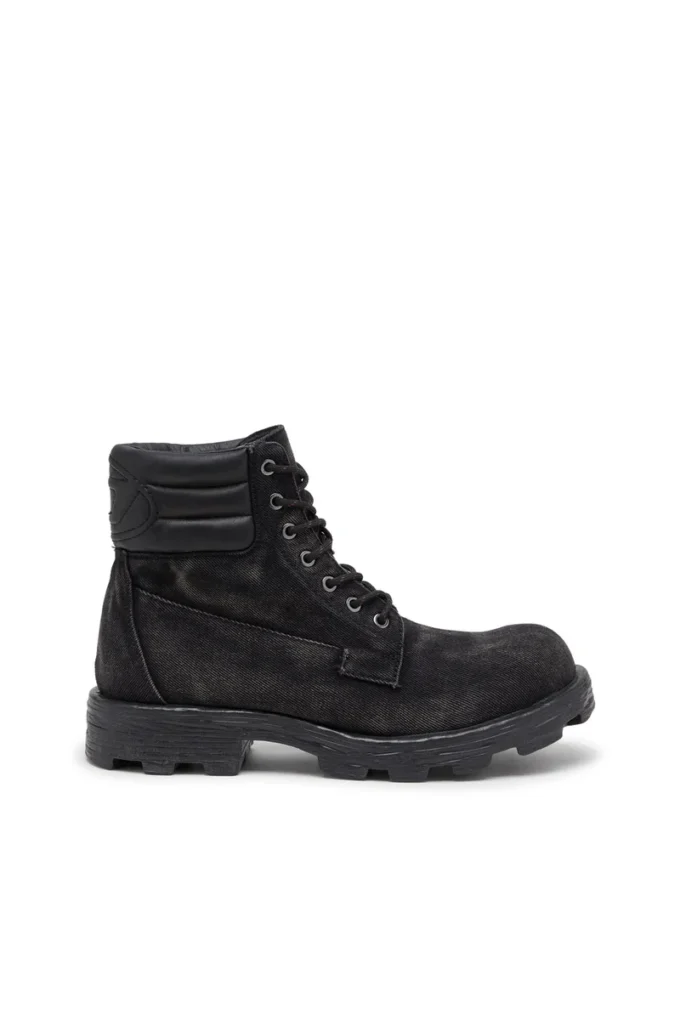 d-hammer lace up D-Hammer-Combat boots in denim and leather d-hammer lace up D-Hammer-Combat boots in denim and leather