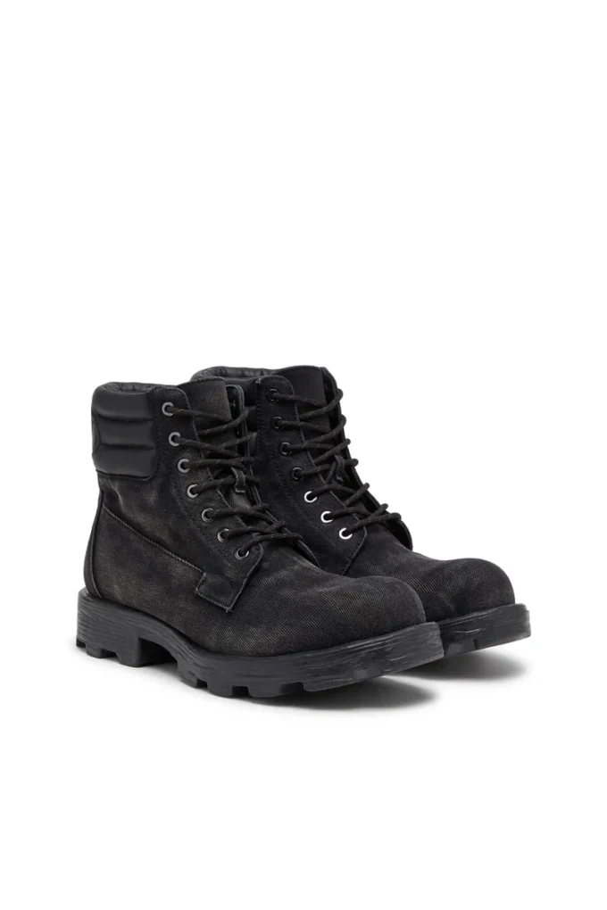 d-hammer lace up D-Hammer-Combat boots in denim and leather d-hammer lace up D-Hammer-Combat boots in denim and leather