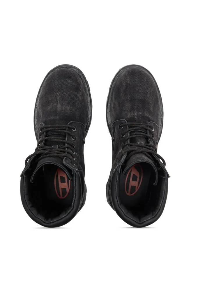d-hammer lace up D-Hammer-Combat boots in denim and leather d-hammer lace up D-Hammer-Combat boots in denim and leather