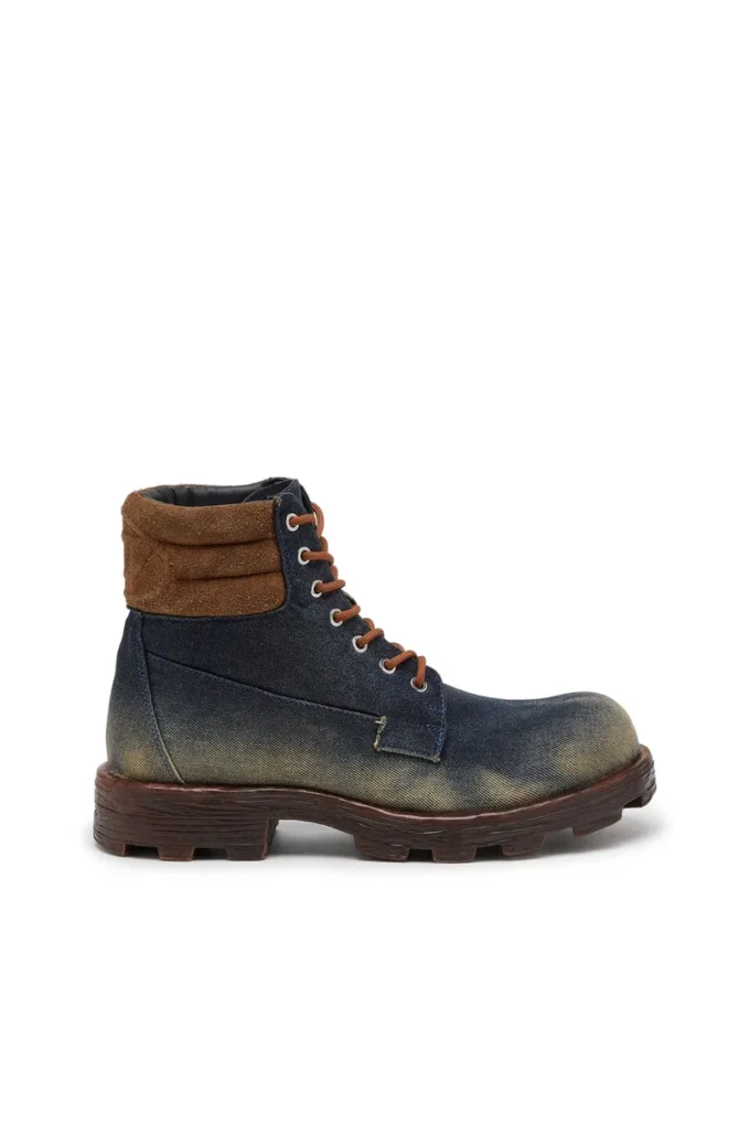 d-hammer lace up D-Hammer-Combat boots in denim and suede d-hammer lace up D-Hammer-Combat boots in denim and suede